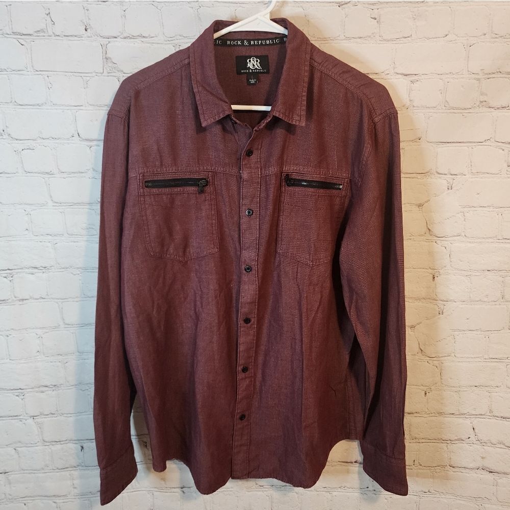 Men's Rock & Republic longsleeve button-down shirt, size Large